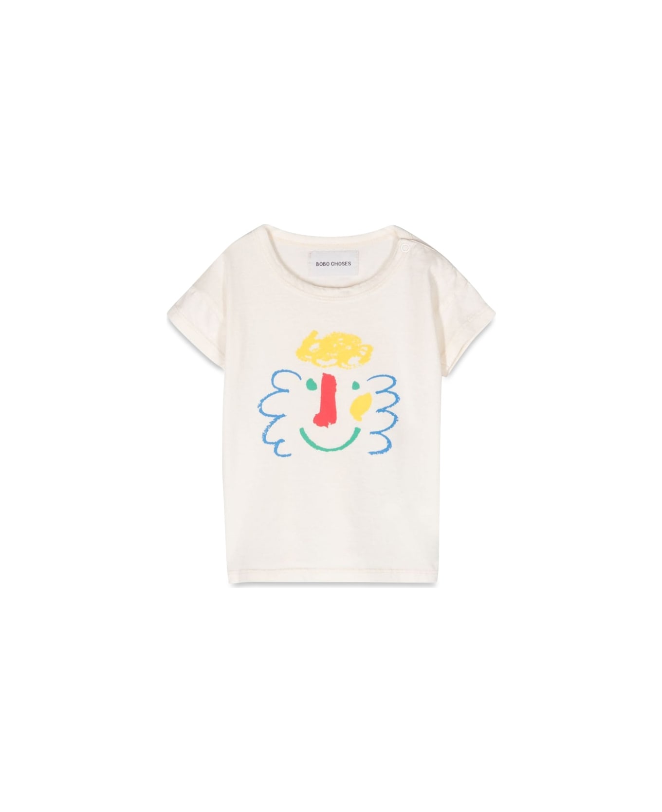 Bobo Choses Baby Happy Mask T-shirt - WHITE Tシャツ＆ポロシャツ