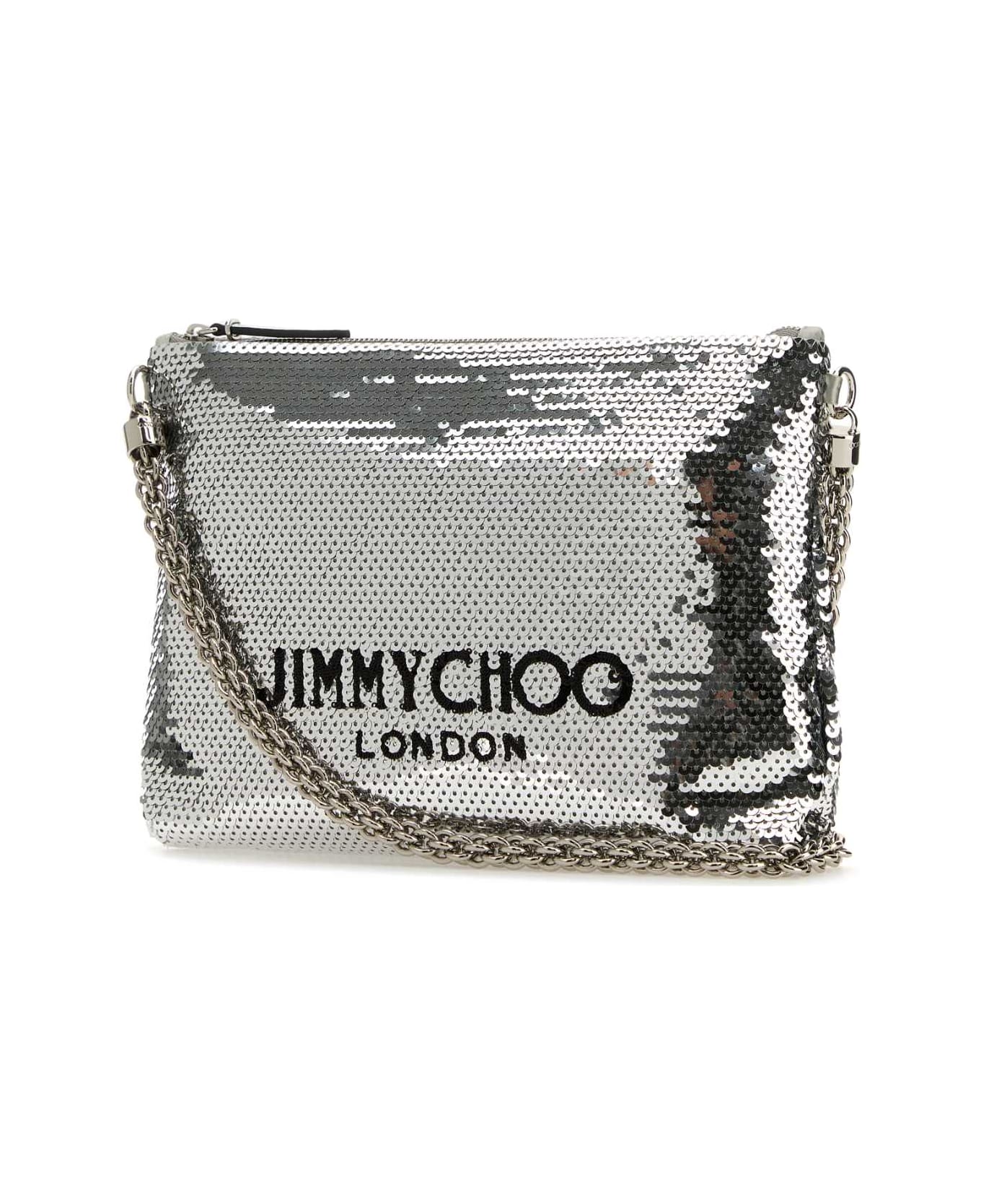 Jimmy Choo Silver Sequins Callie Shoulder Bag - BLACKWHITESILVER