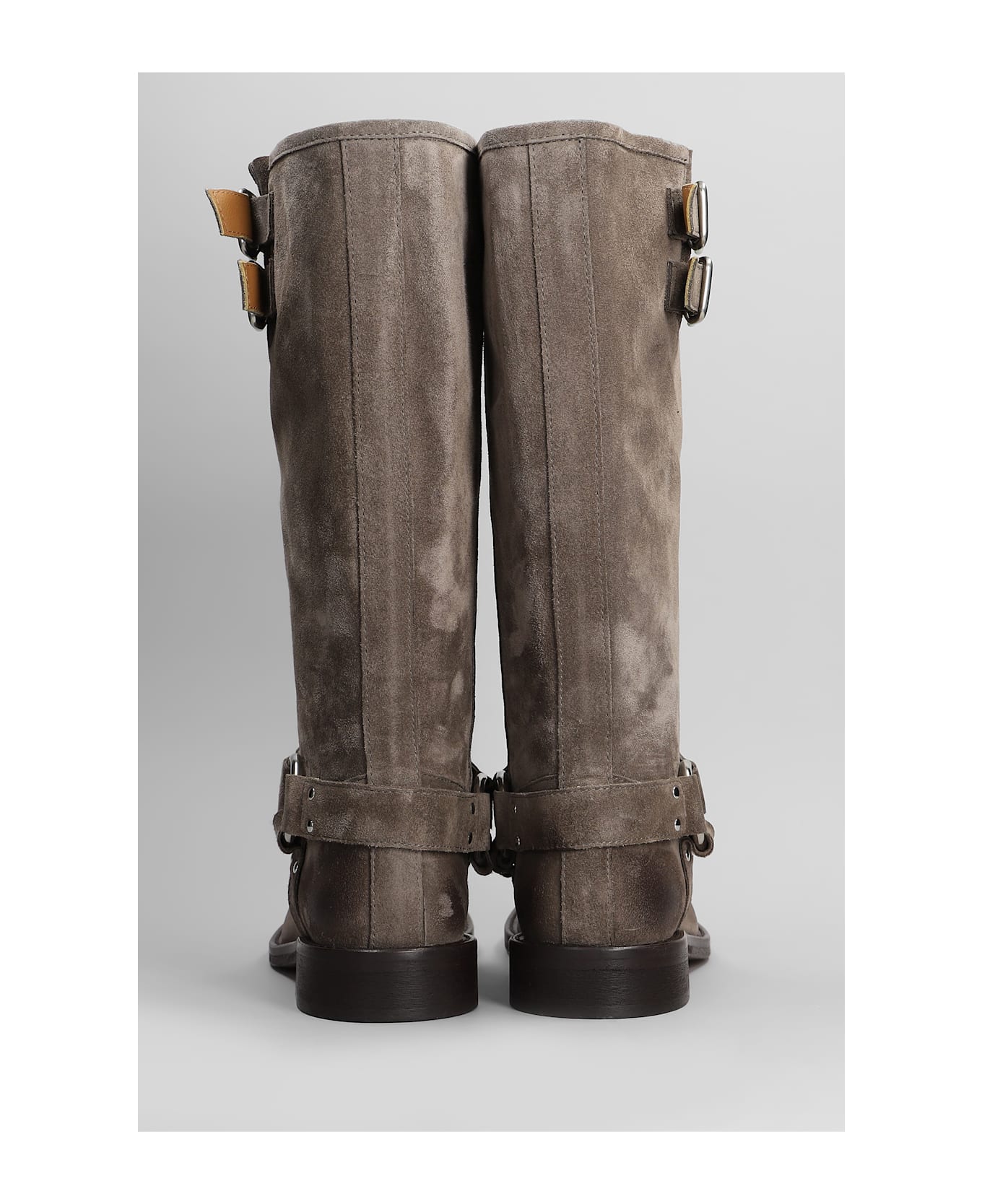 Via Roma 15 Low Heels Boots In Taupe Suede - taupe