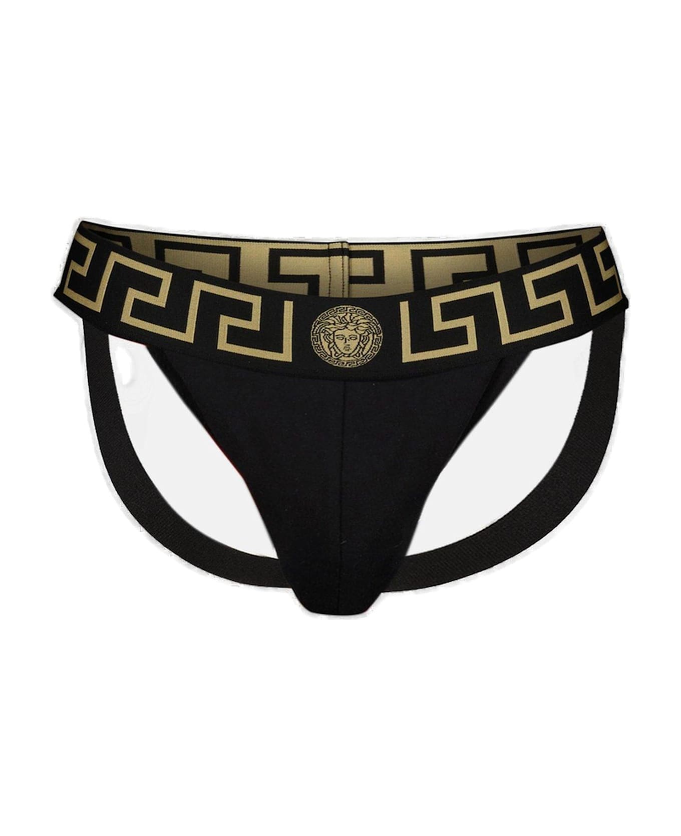Versace Black Stretch Cotton Brief - BLACKGOLDGREEKKEY