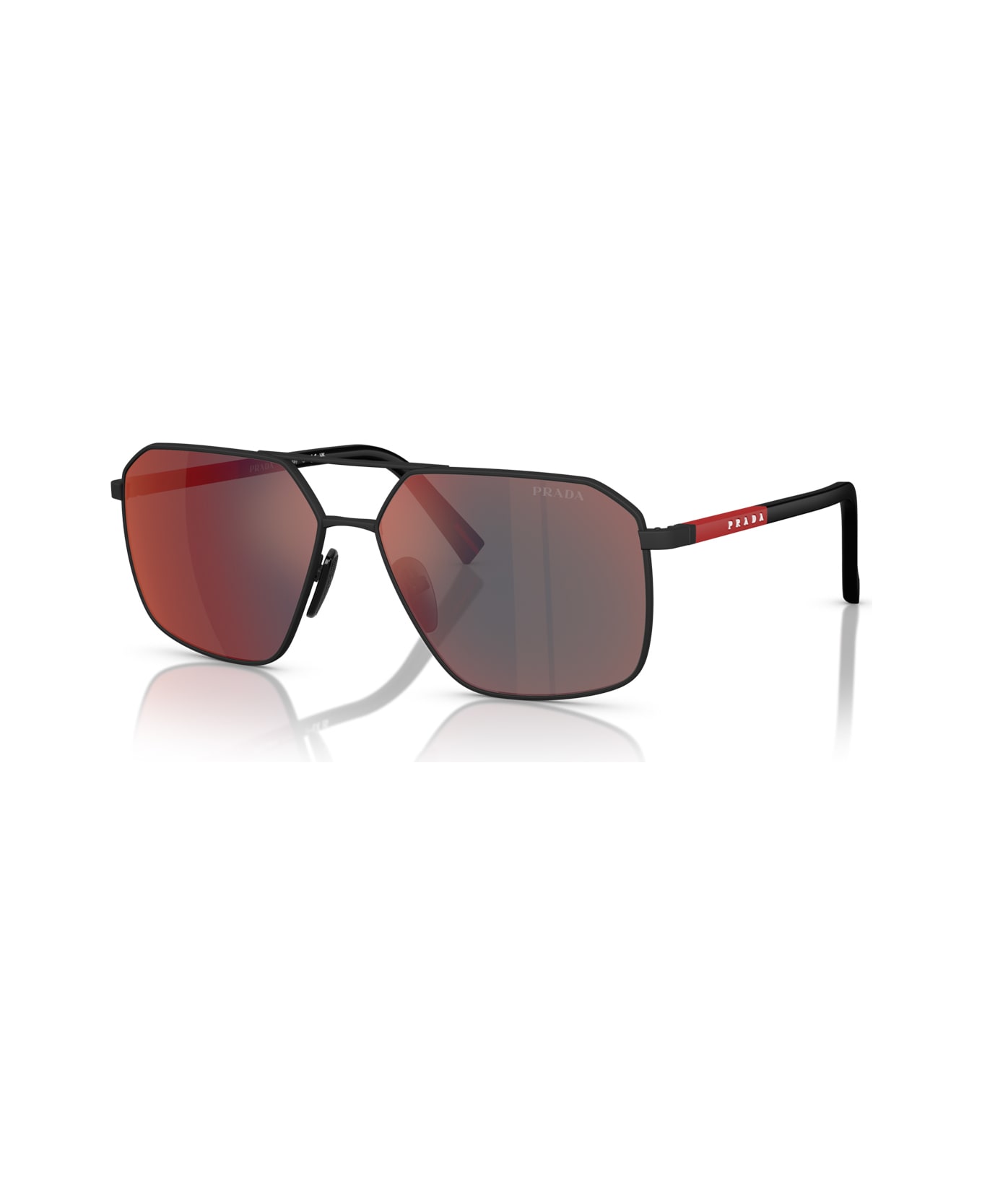 Prada Linea Rossa Ps A50s Dg008f Nero Effetto Gommato Sunglasses - Nero