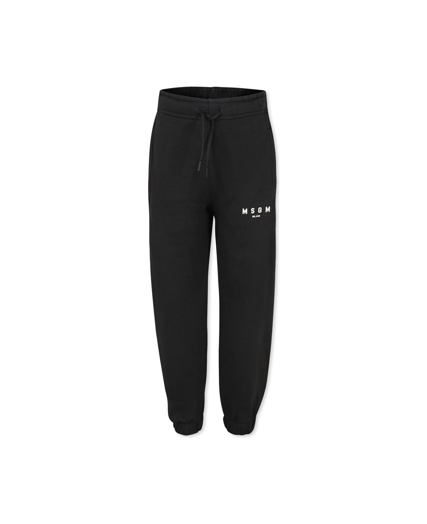 MSGM Black Trousers For Kids With Logo - Grey