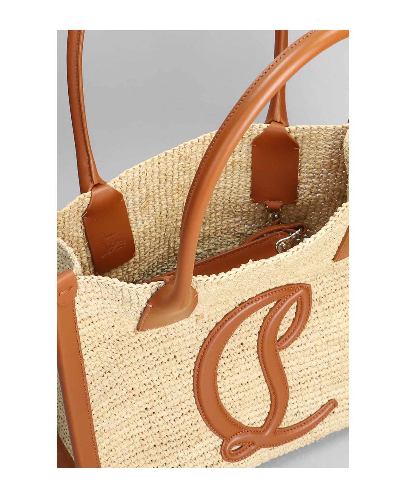 Christian Louboutin By My Side Tote In Beige Raffia - Natural/cuoio