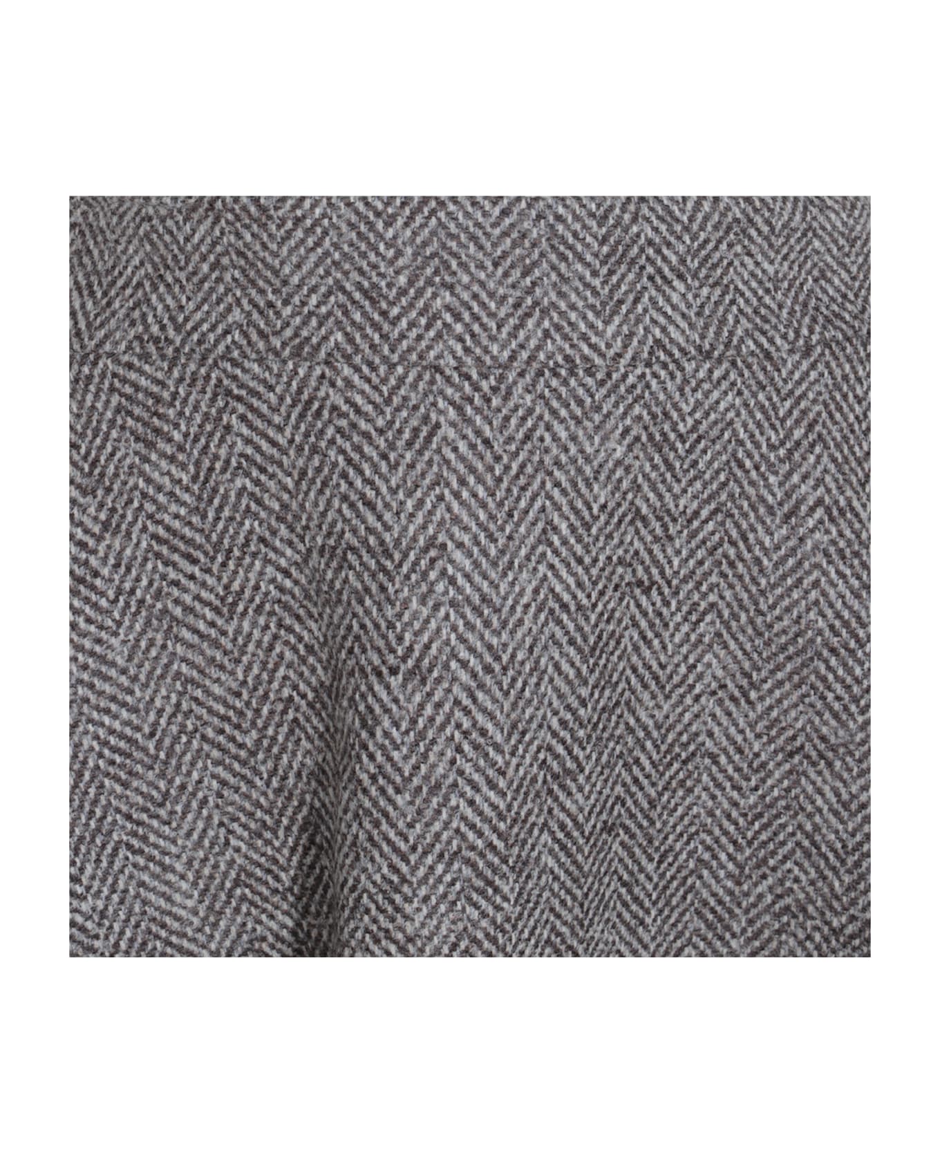Brunello Cucinelli Brown Wool Mini Skirt - MARRONE/GRIGIO/BEIGE