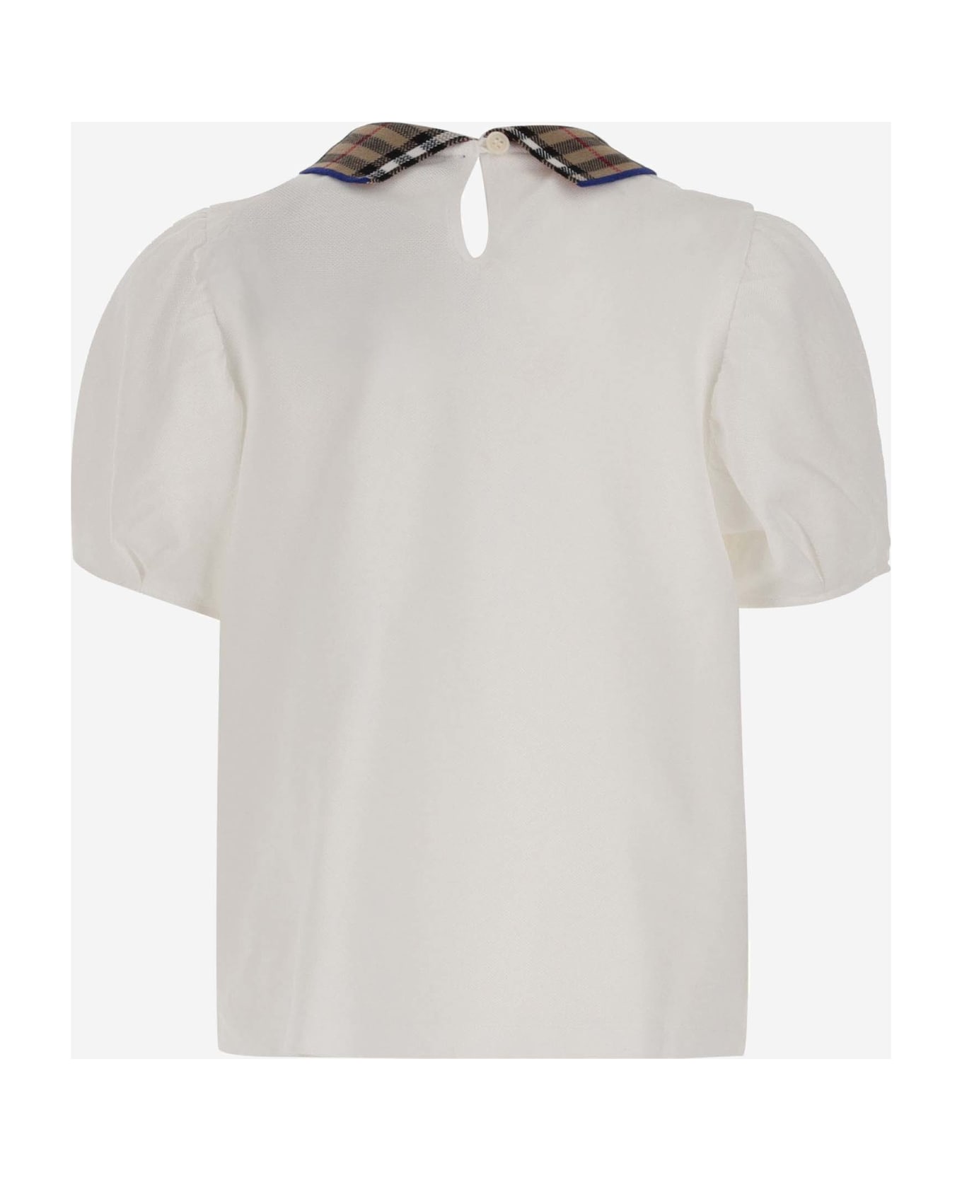 Burberry Cotton Polo Shirt With Check Pattern - White