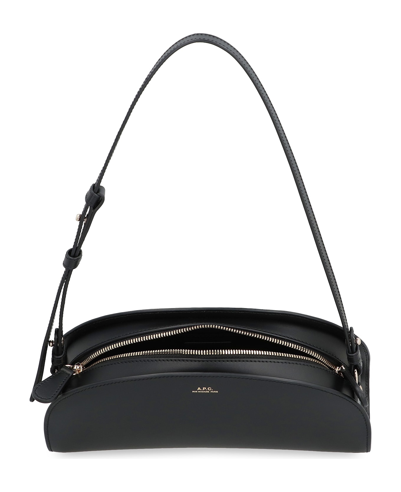 A.P.C. Demi-lune Leather Shoulder Bag - Lzz Black