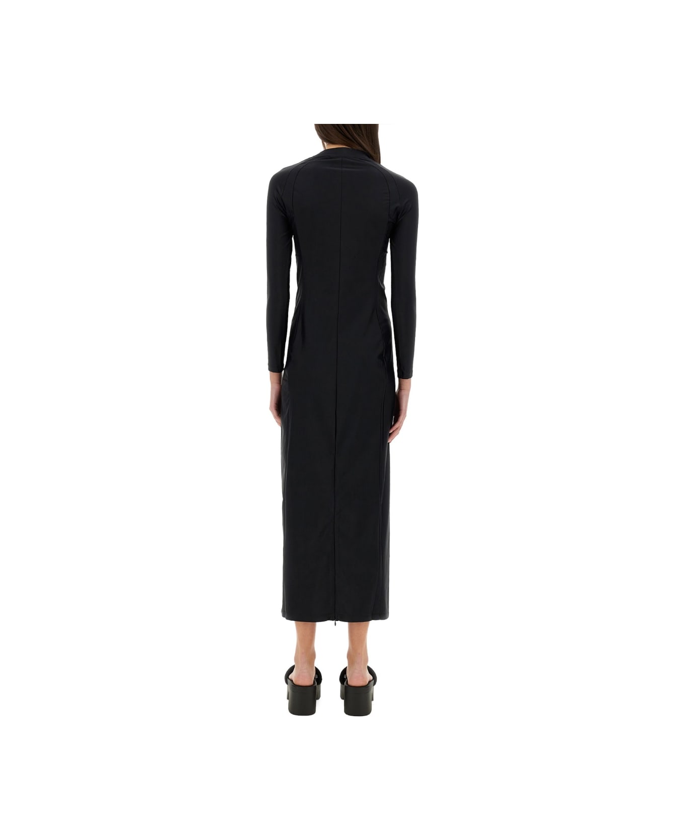 T by Alexander Wang Long Dress With Logo - BLACK