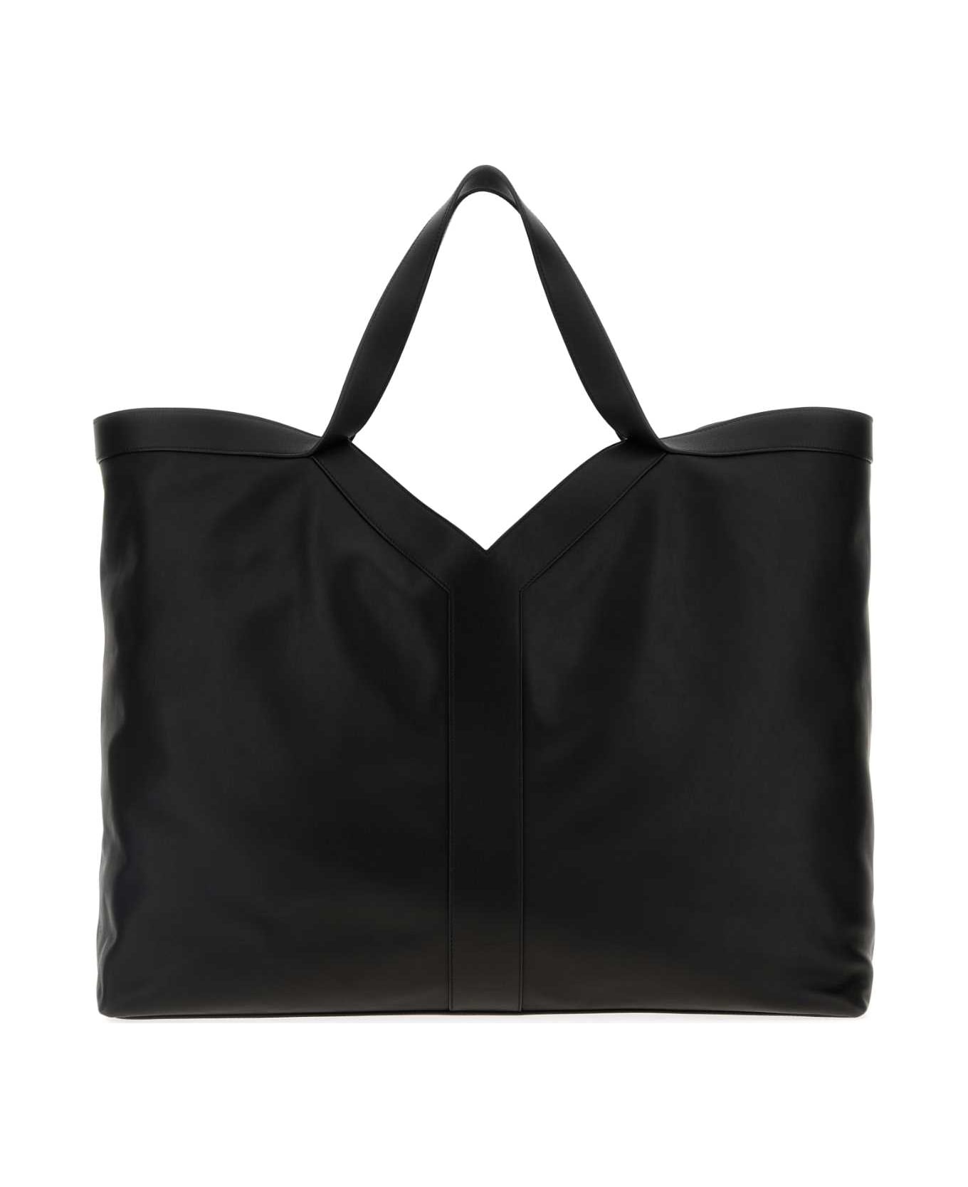Saint Laurent Black Leather Maxi Shopping Bag - NERO