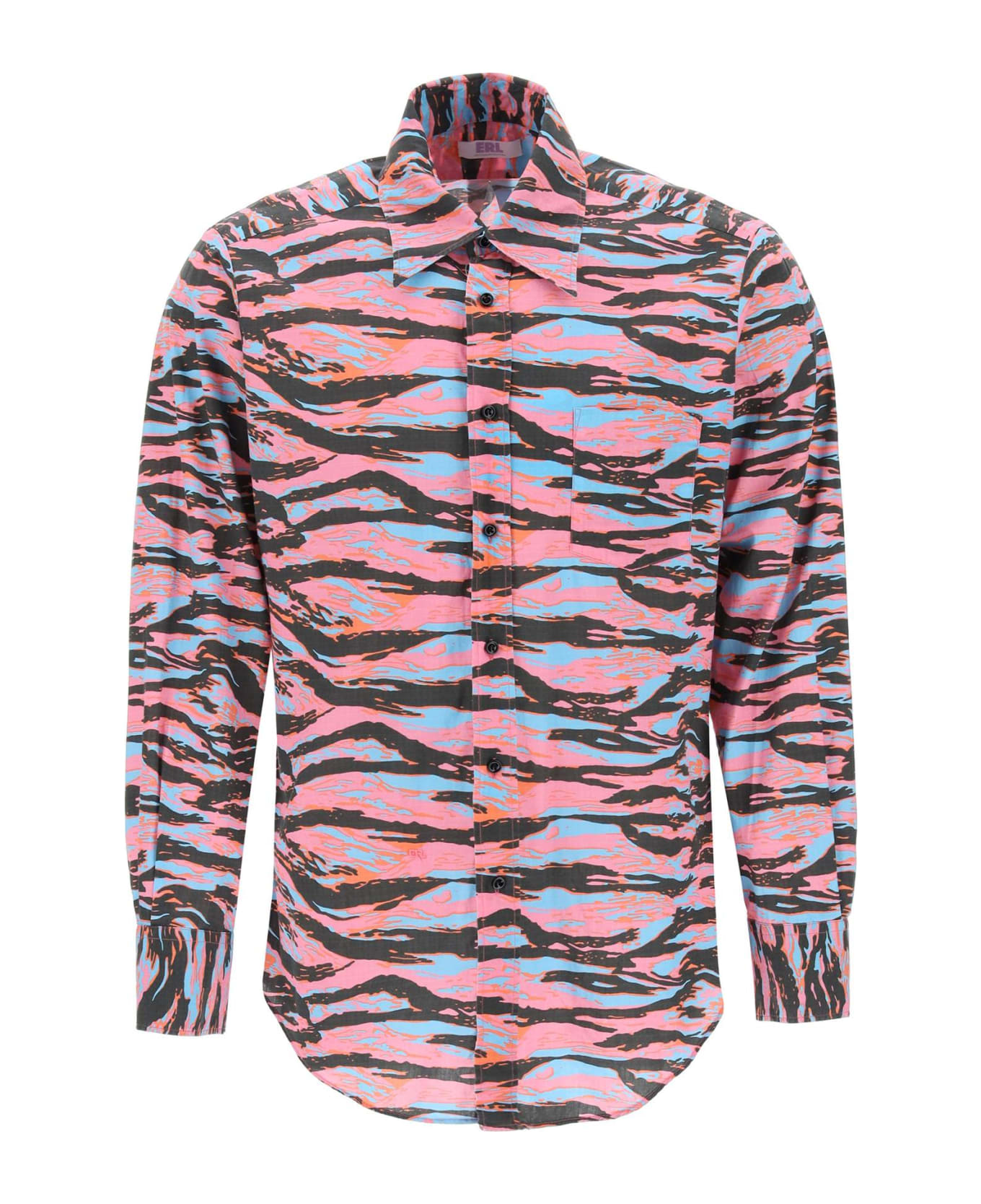 ERL Camouflage Cotton Shirt - ERL PINK RAVE CAMO 2 (Black) シャツ