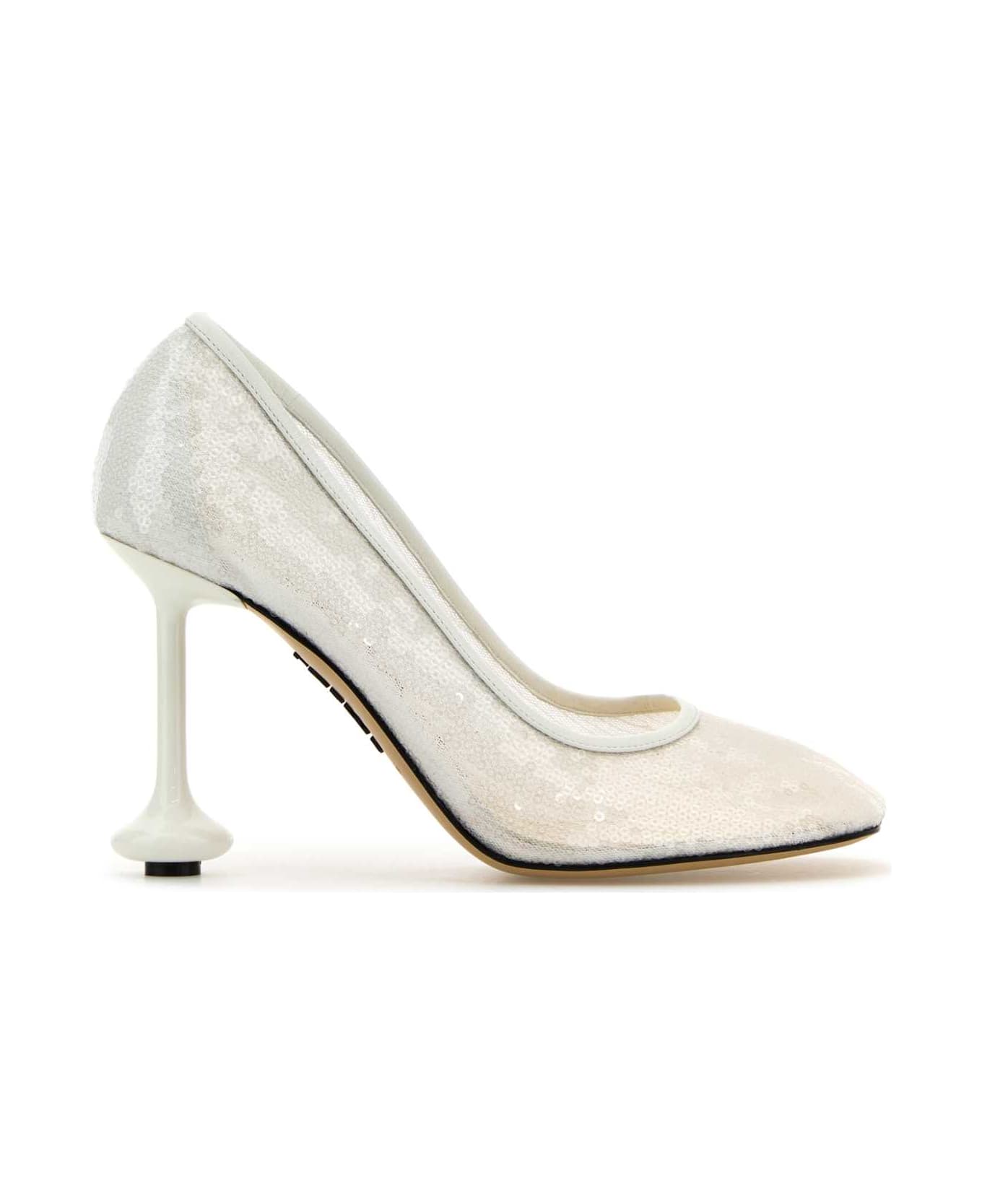 Loewe Embellished Mesh Toy Pumps - TRANSPARENTWHITE