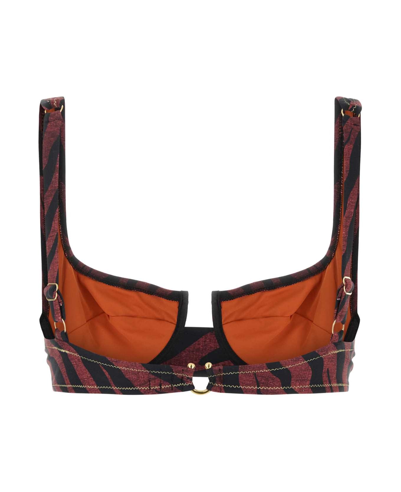 Reina Olga Printed Stretch Nylon Brigitte Bikini Top - BROWNTIGER