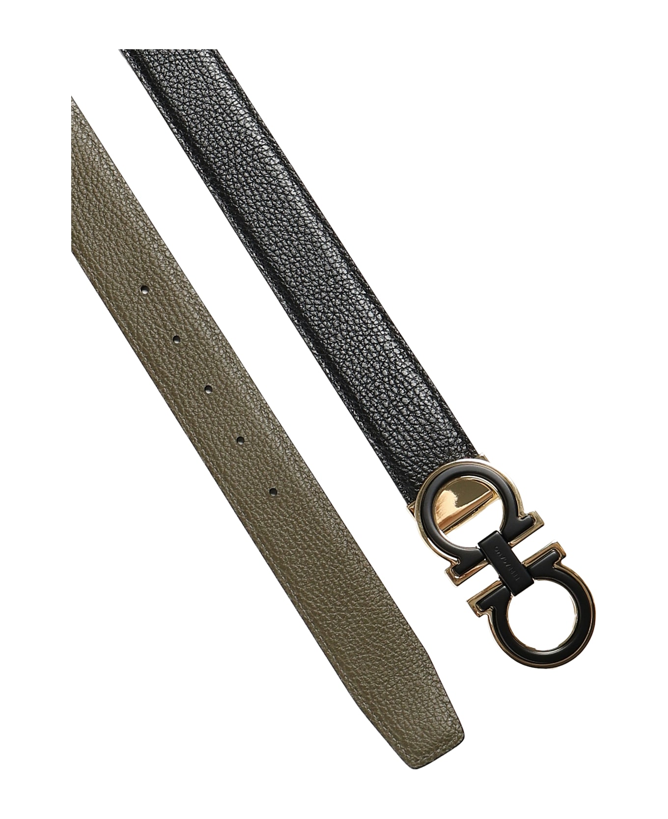 Ferragamo Gancini Belt In Calfskin - Black