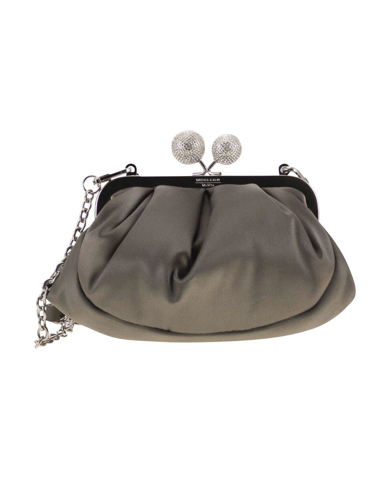 Weekend Max Mara Emmy Embellished Logo Engraved Clutch Bag - Piombo