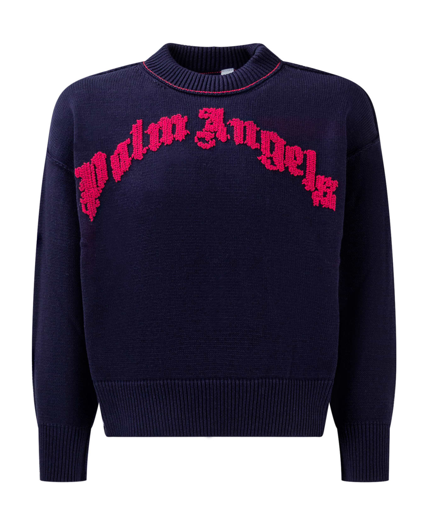 Palm Angels Logo Sweater - NAVY BLUE
