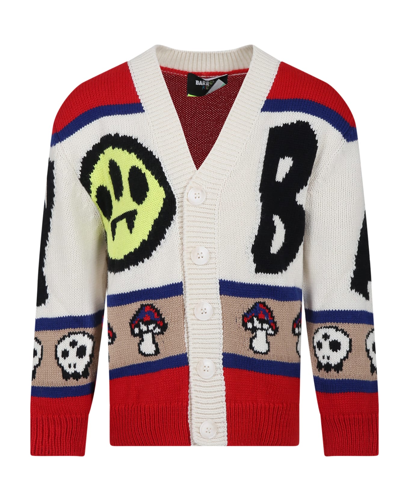 Barrow Ivory Cardigan For Kids With Smiley - Multicolor