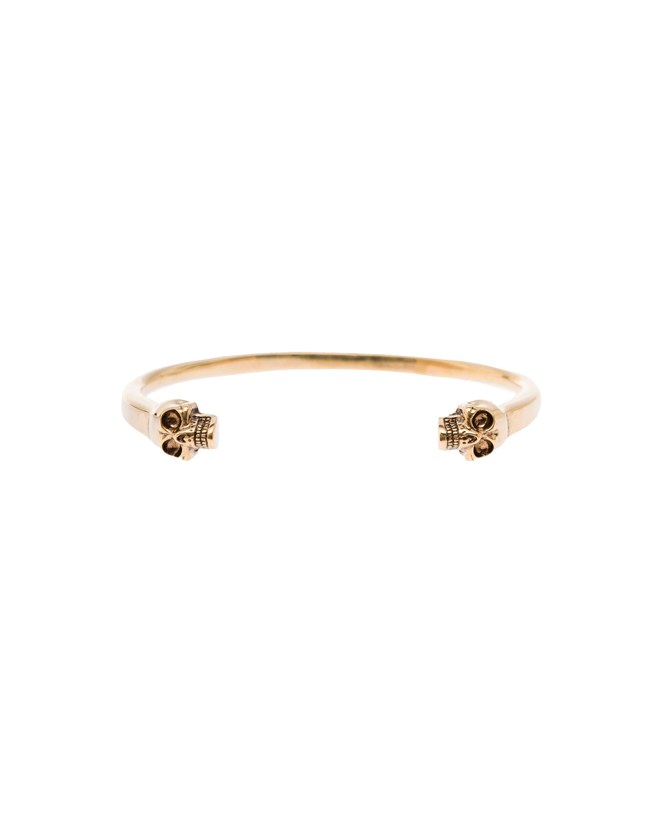 Alexander McQueen Gold-tone Cuff Bracelet With Twin Skull Motif In Brass - Metallic