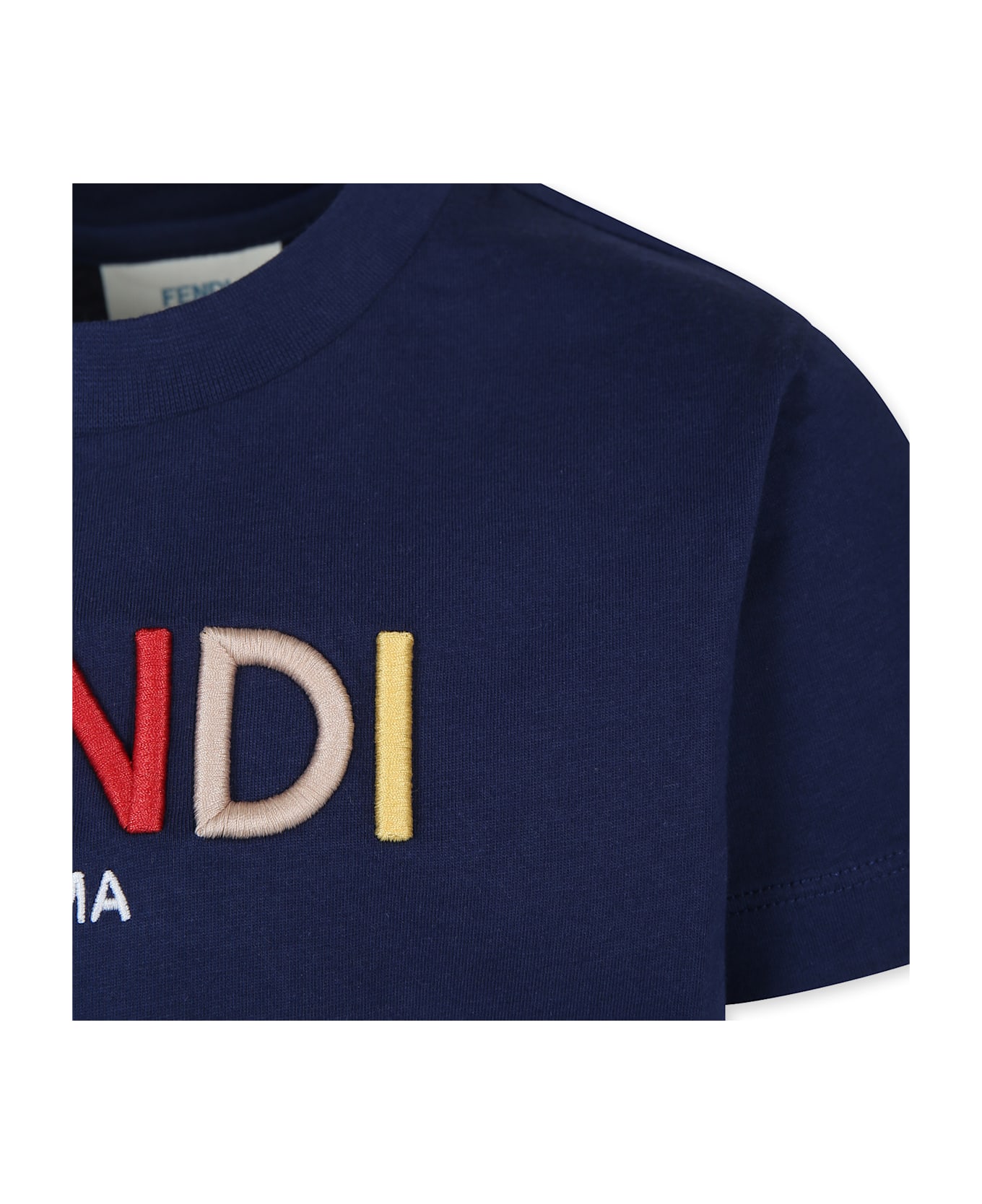 Fendi Blue T-shirt For Kids With Logo - Blue