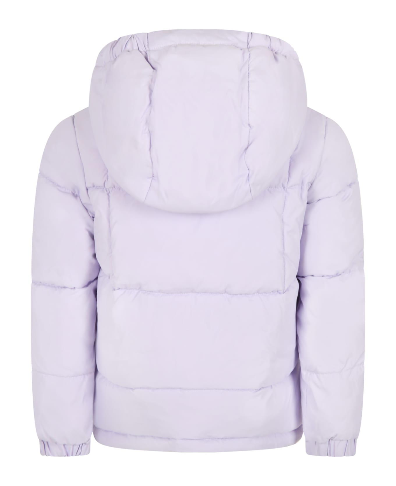 Calvin Glow Klein Lilac Down-jacket For Girl With Black Logo - Violet