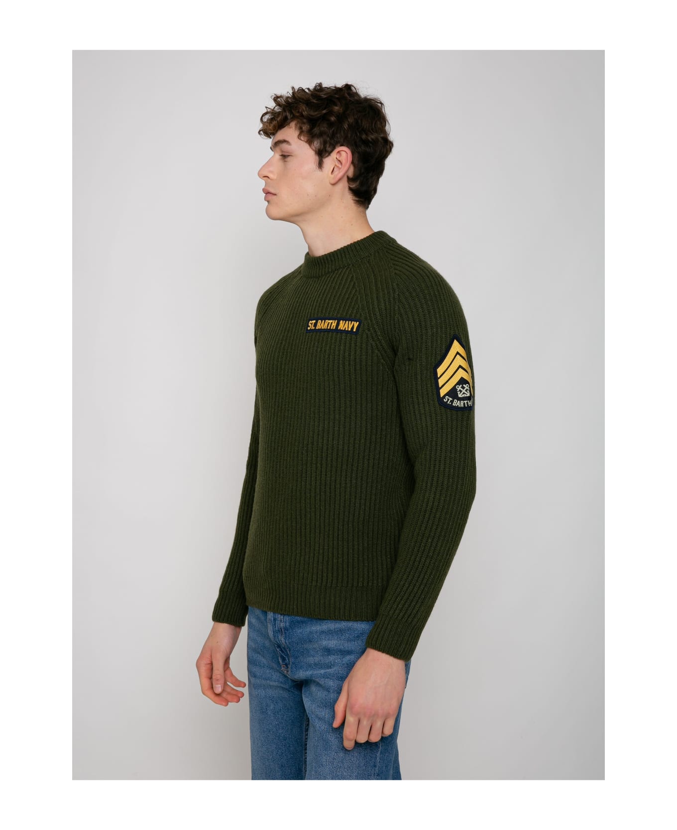 MC2 Saint Barth Man Ribbed Green Sweater - GREEN