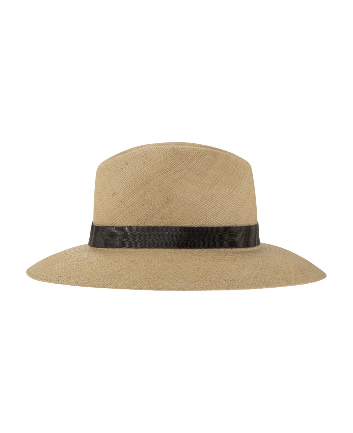 Brunello Cucinelli Straw Hat With Precious Band - Beige