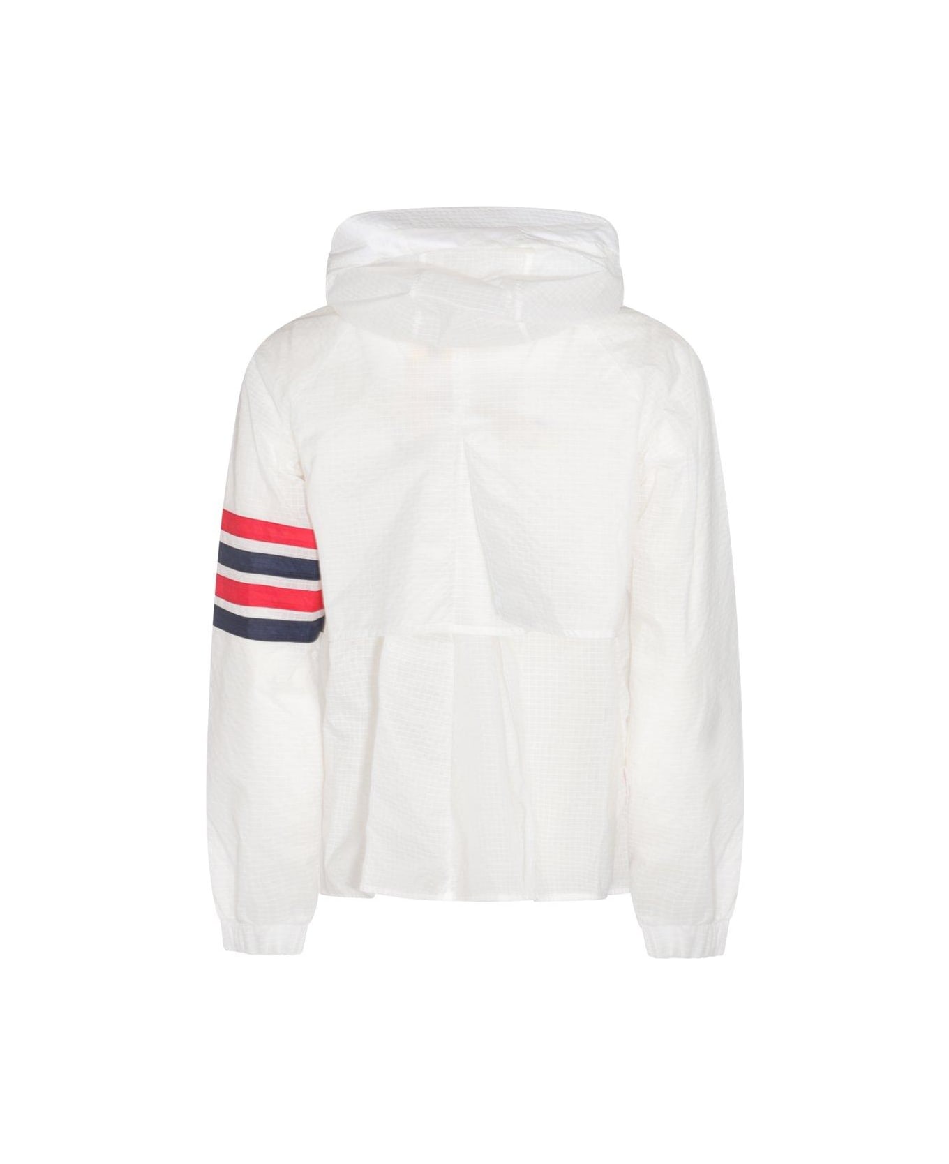 Thom Browne 4-bar Stripe Detailed Hooded Jacket - WHITE ジャケット