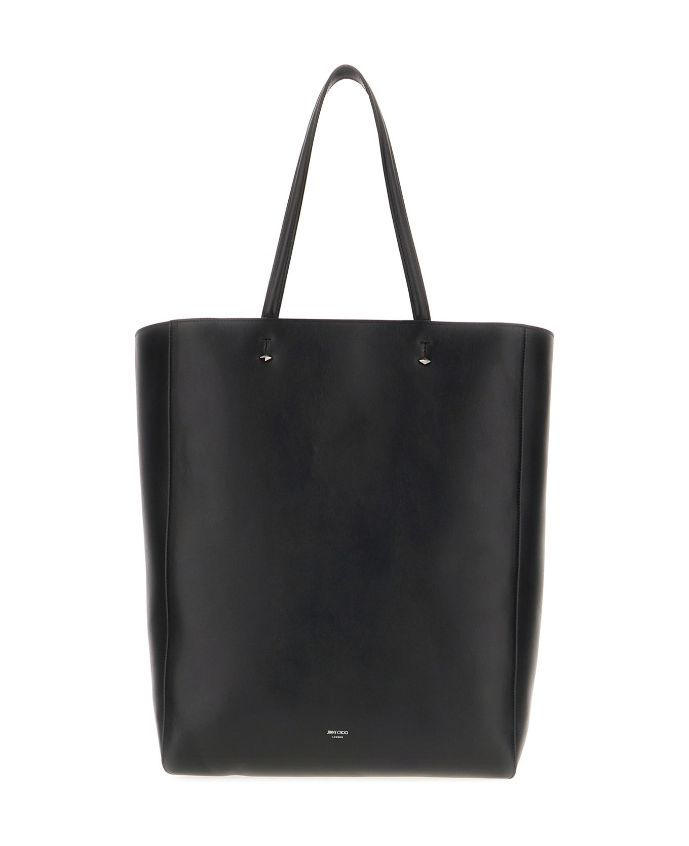 Jimmy Choo Black Leather Lenny Shopping Bag - BLACKGUNMETAL