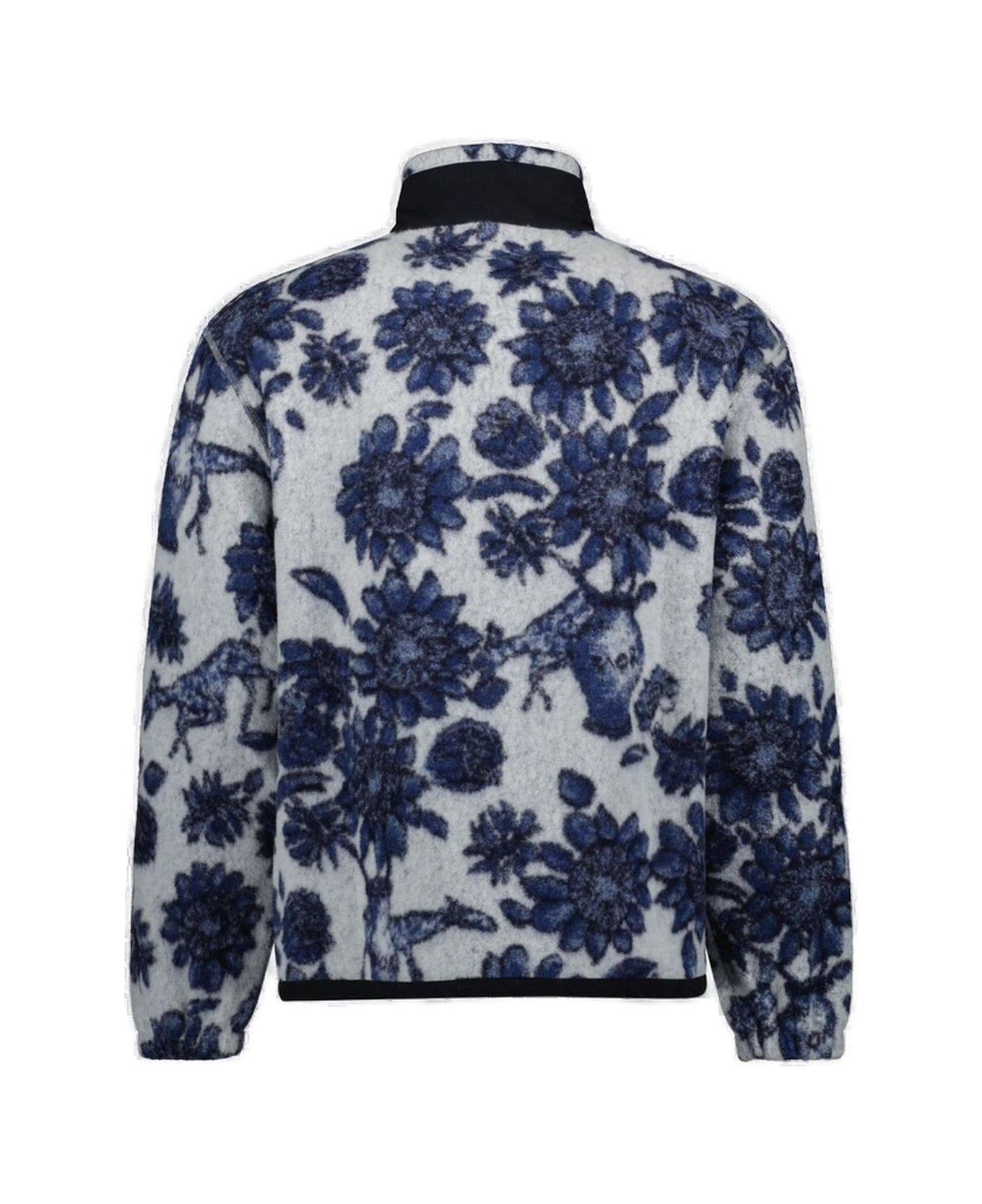 Dior Floral Patterned Zip Detailed Jumper - Whim White