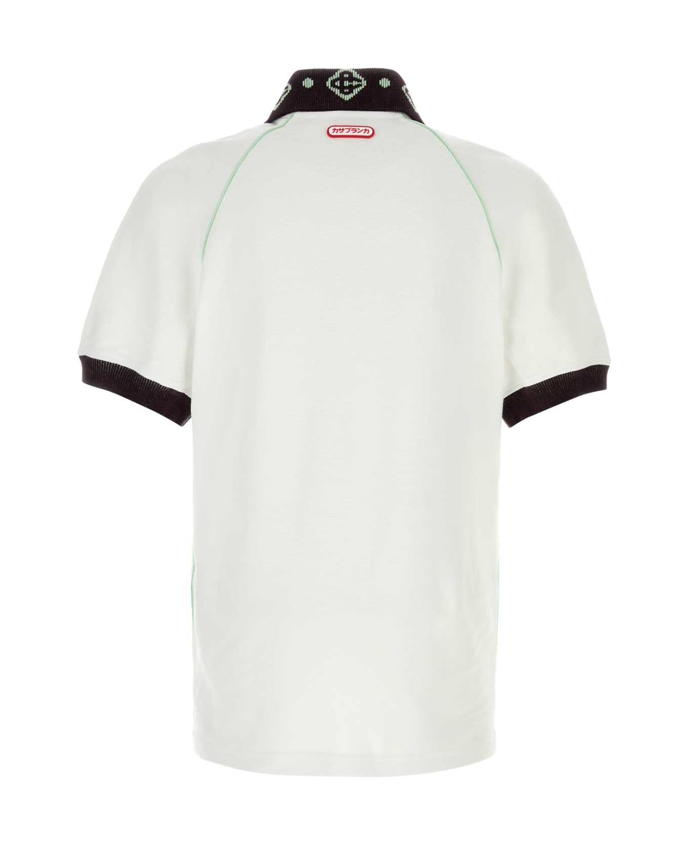 Casablanca White Piquet Polo Shirt - Bianco 