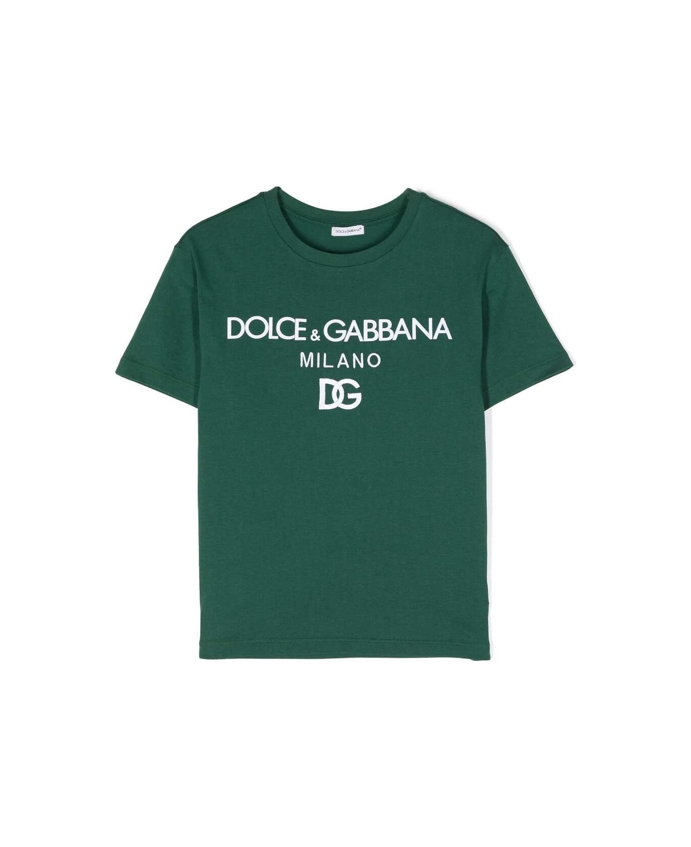 Dolce & Gabbana Green T-shirt With Embroidered Logo - Green Tシャツ＆ポロシャツ