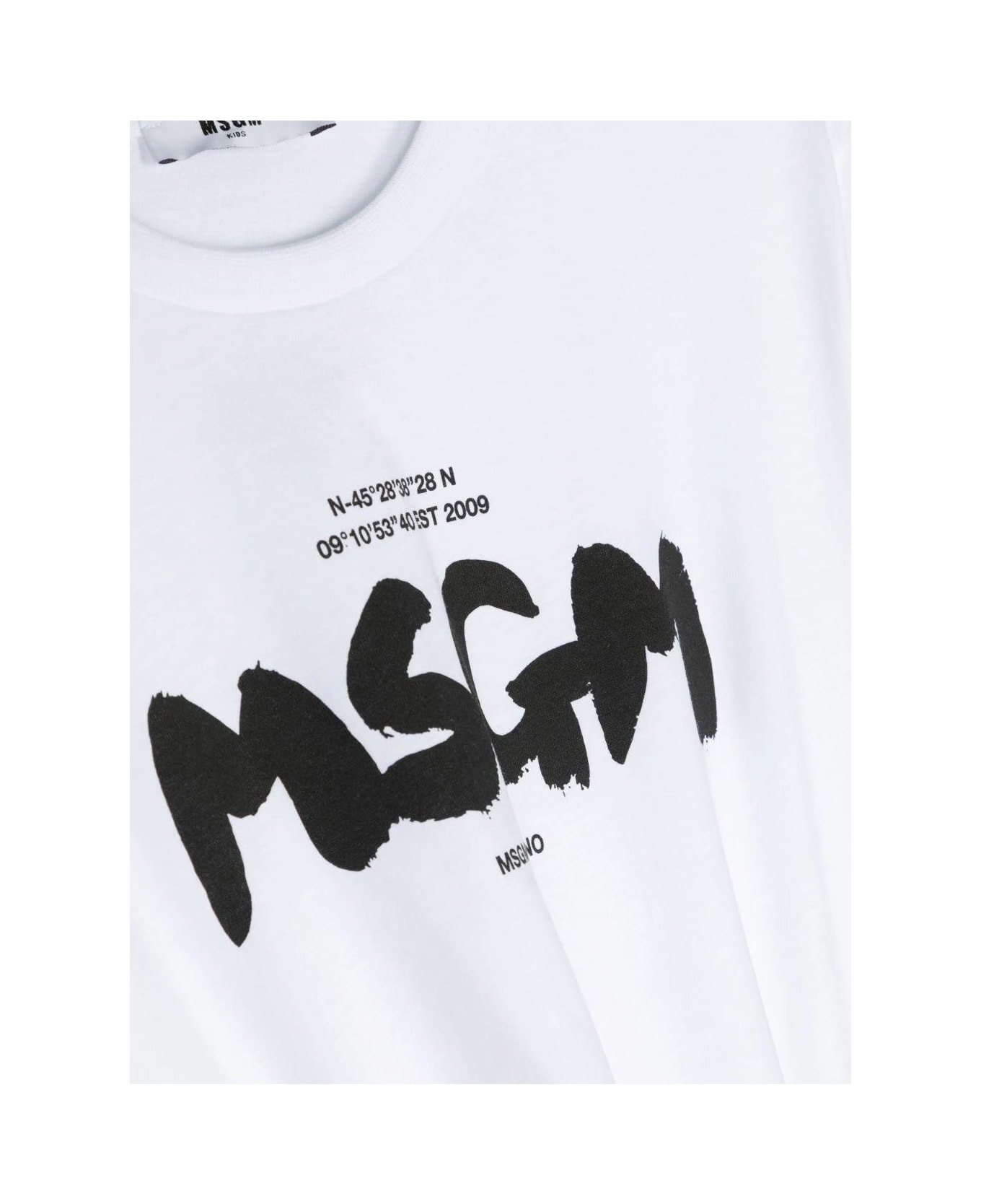 MSGM T-shirt Bianca In Jersey Di Cotone Bambino - Bianco