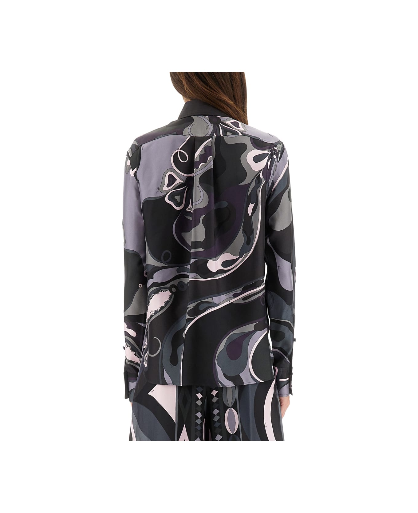 Pucci Orchid Print Shirt - BLACK