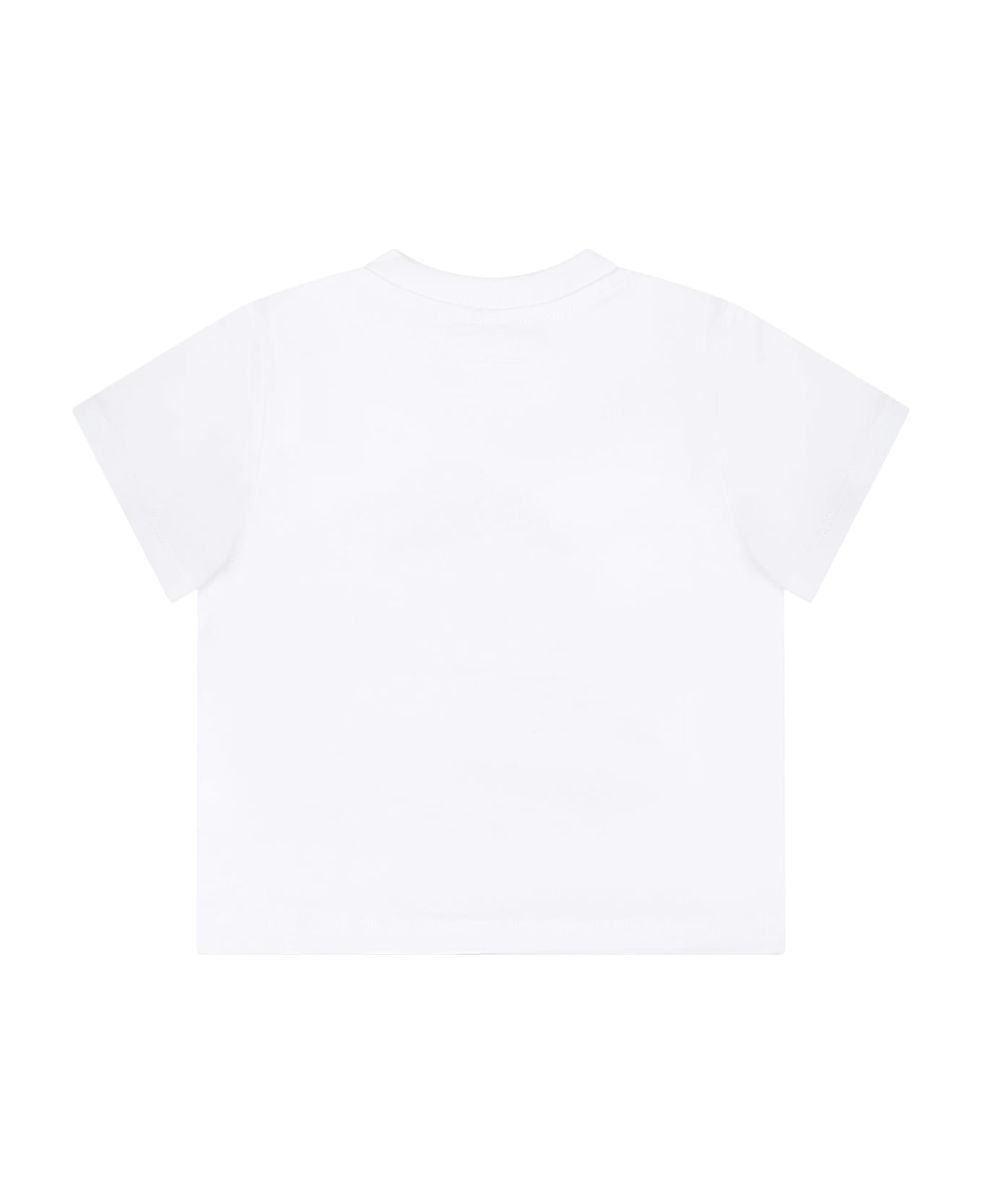 Stella McCartney Kids White T-shirt For Baby Boy With Shark Print - Avorio Tシャツ＆ポロシャツ