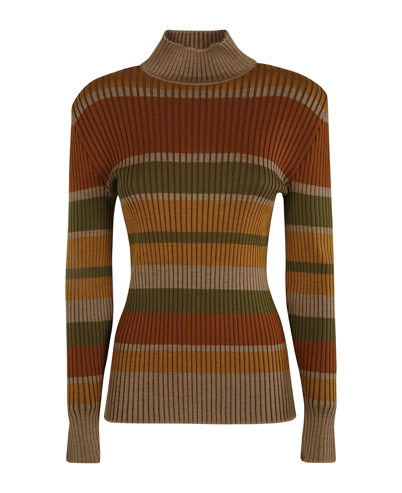 Alberta Ferretti Stripe Patterned Knit Sweater Alberta Ferretti - BROWN ニットウェア