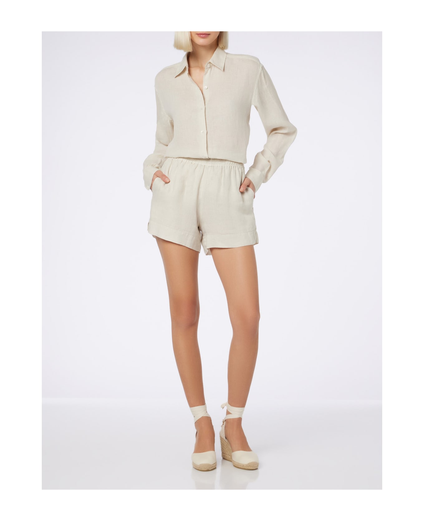 MC2 Saint Barth Woman Off-white Linen Shirt Meredith - WHITE