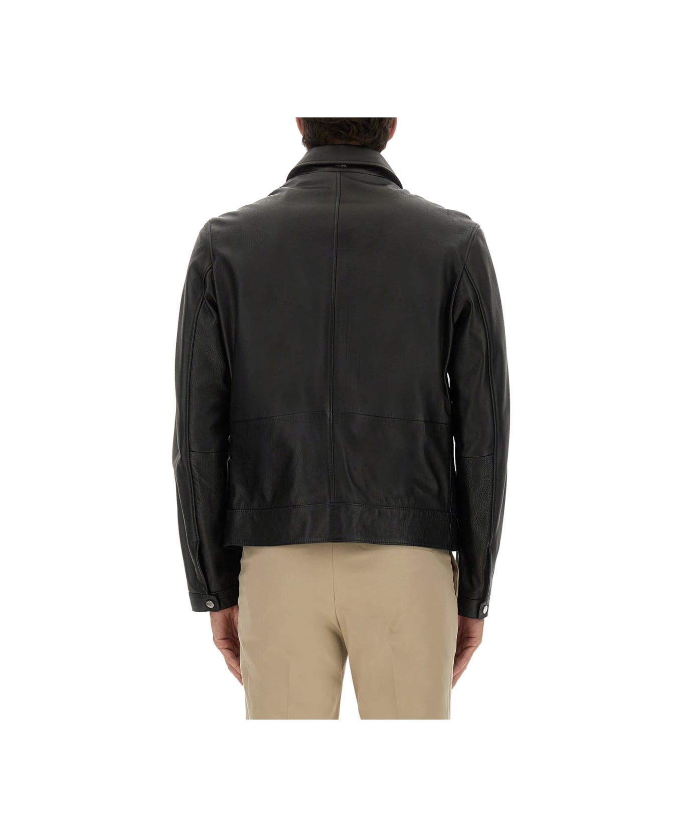 Hugo Boss Leather Jacket - BLACK