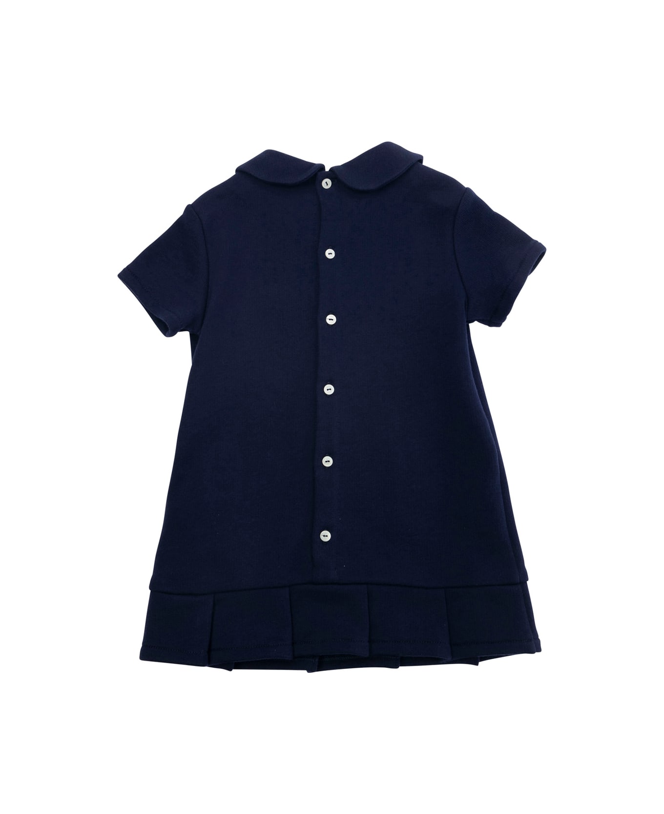 Gucci Blue Dress With Peter Pan Collar And Web Detail With Horsebit On The Front In Cotton Baby - Blu