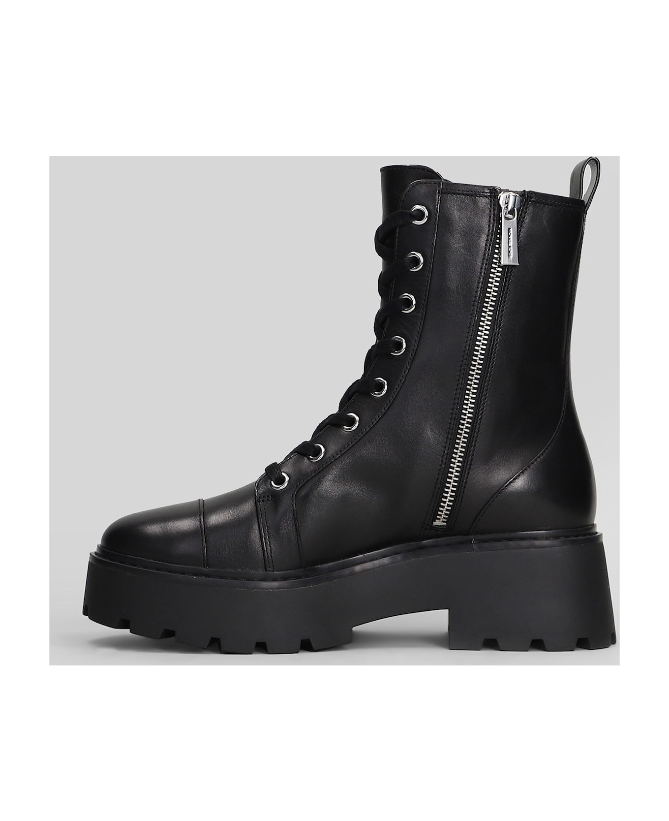 Michael Kors Blake Bootie Combat Boots In Black Leather - black