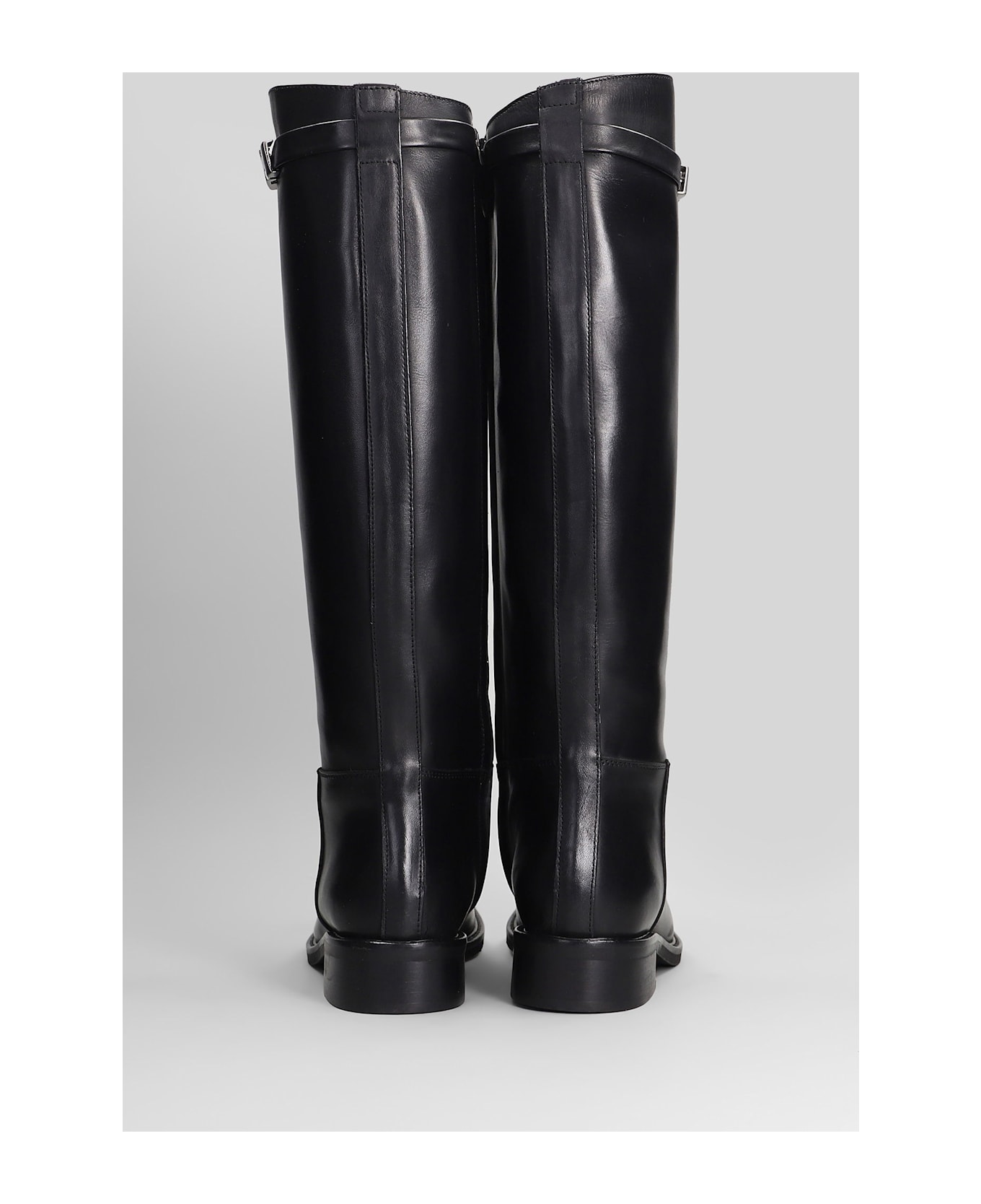 Julie Dee Low Heels Boots In Black Leather - black