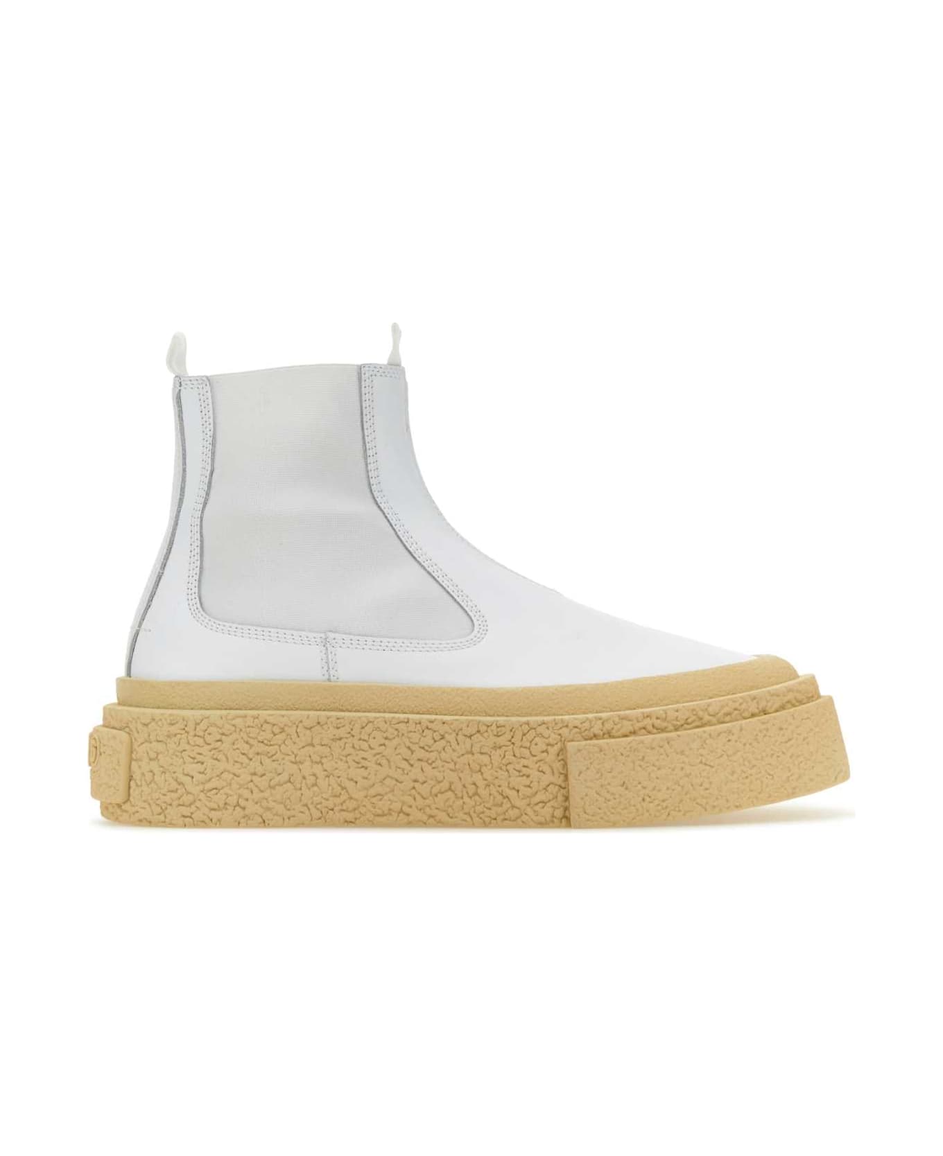 MM6 Maison Margiela White Leather Ankle Boots - BRIGHTWHITE