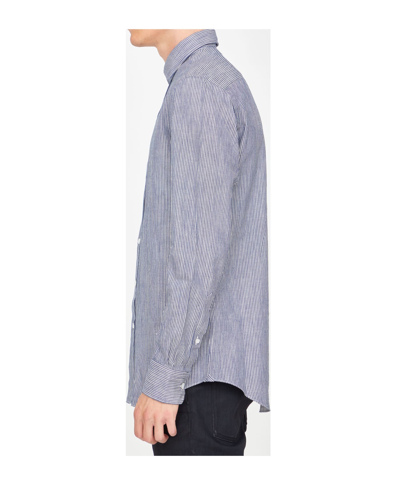 Salvatore Piccolo Striped Cotton Shirt - LIGHT BLUE シャツ