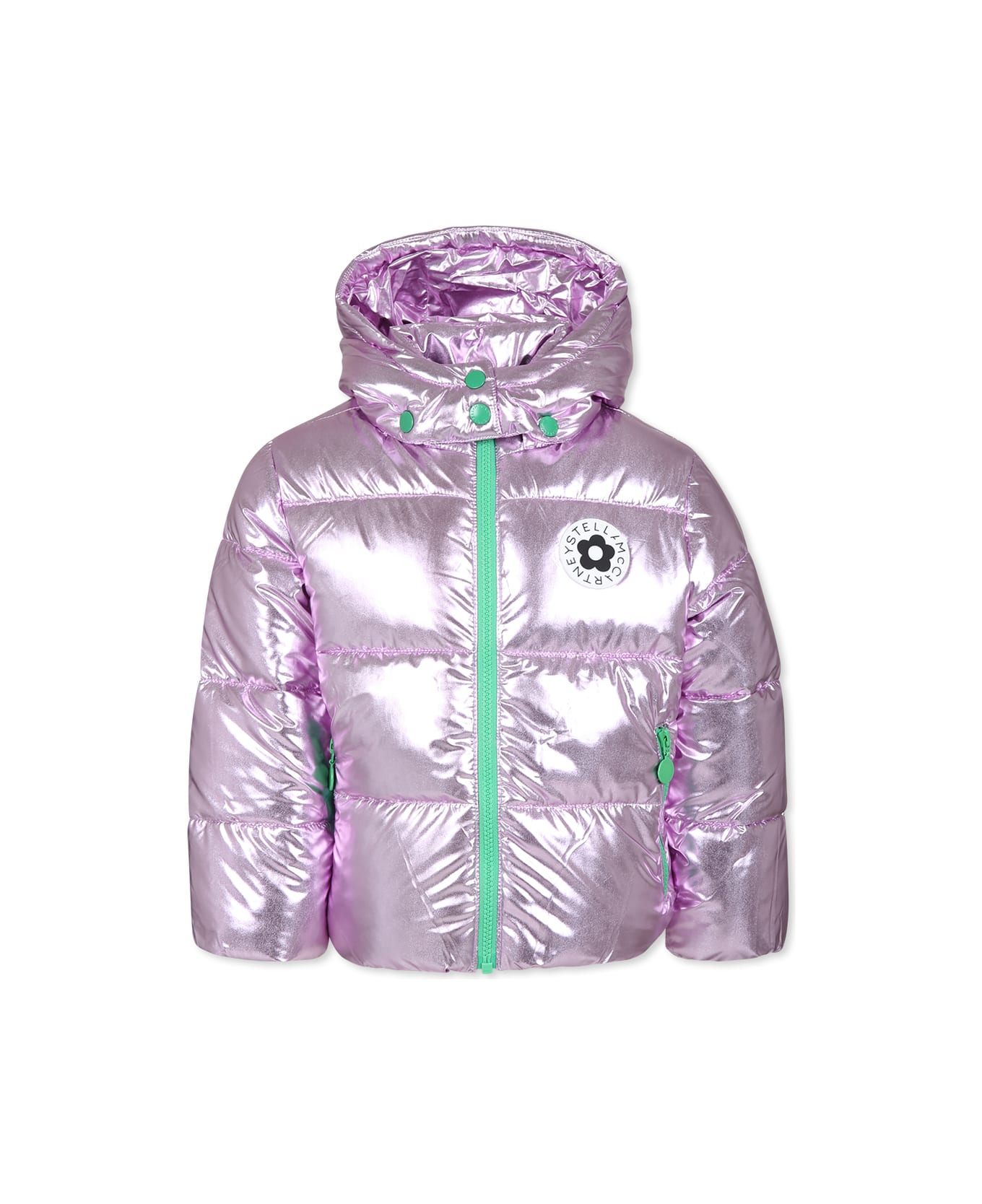 Stella McCartney Kids Pink Down Jacket For Girl With Logo - Pink