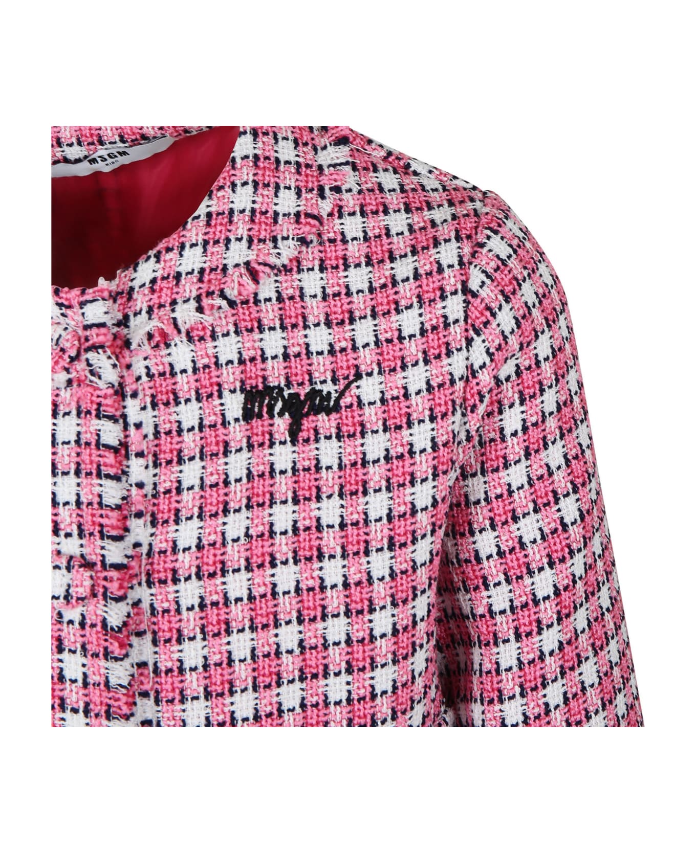 MSGM Pink Jacket For Girl With Logo - Pink