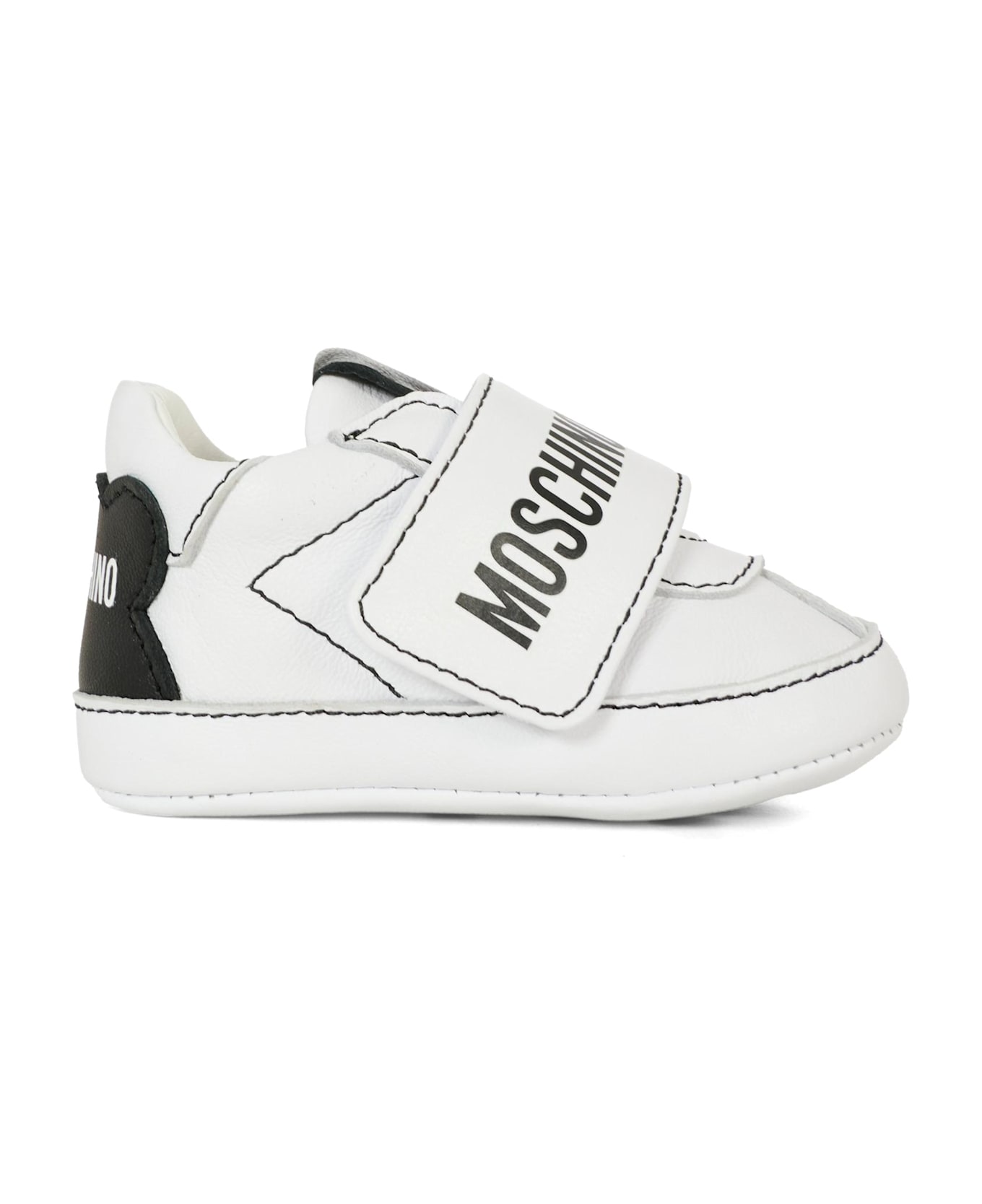 Moschino White Sneakers For Babykids With Logo - White