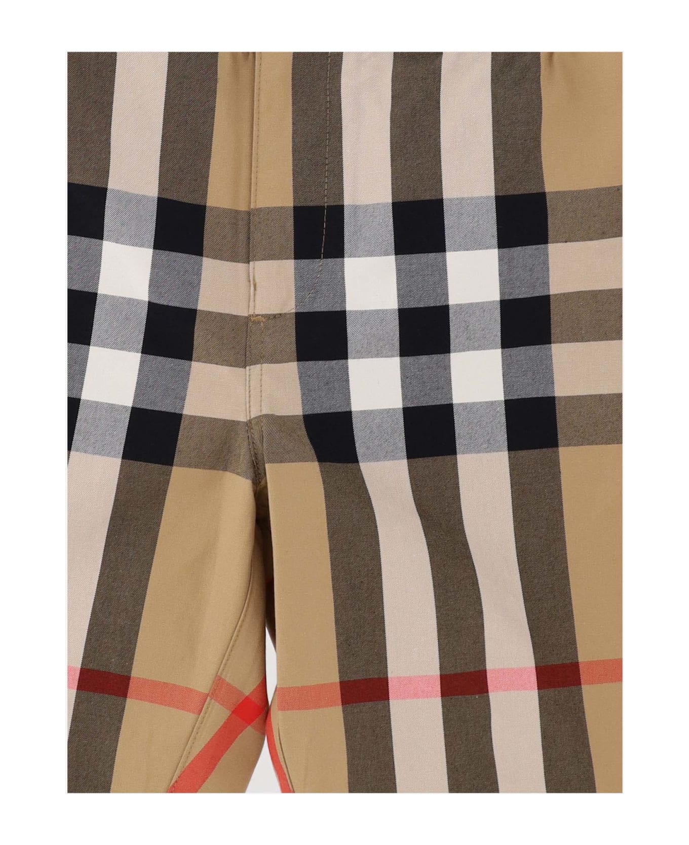 Burberry Cotton Short Pants With Check Pattern - Red