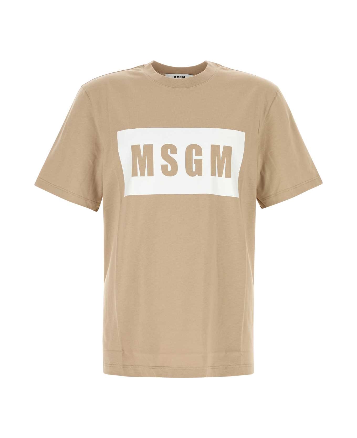 MSGM Biege Cotton T-shirt - BEIGE