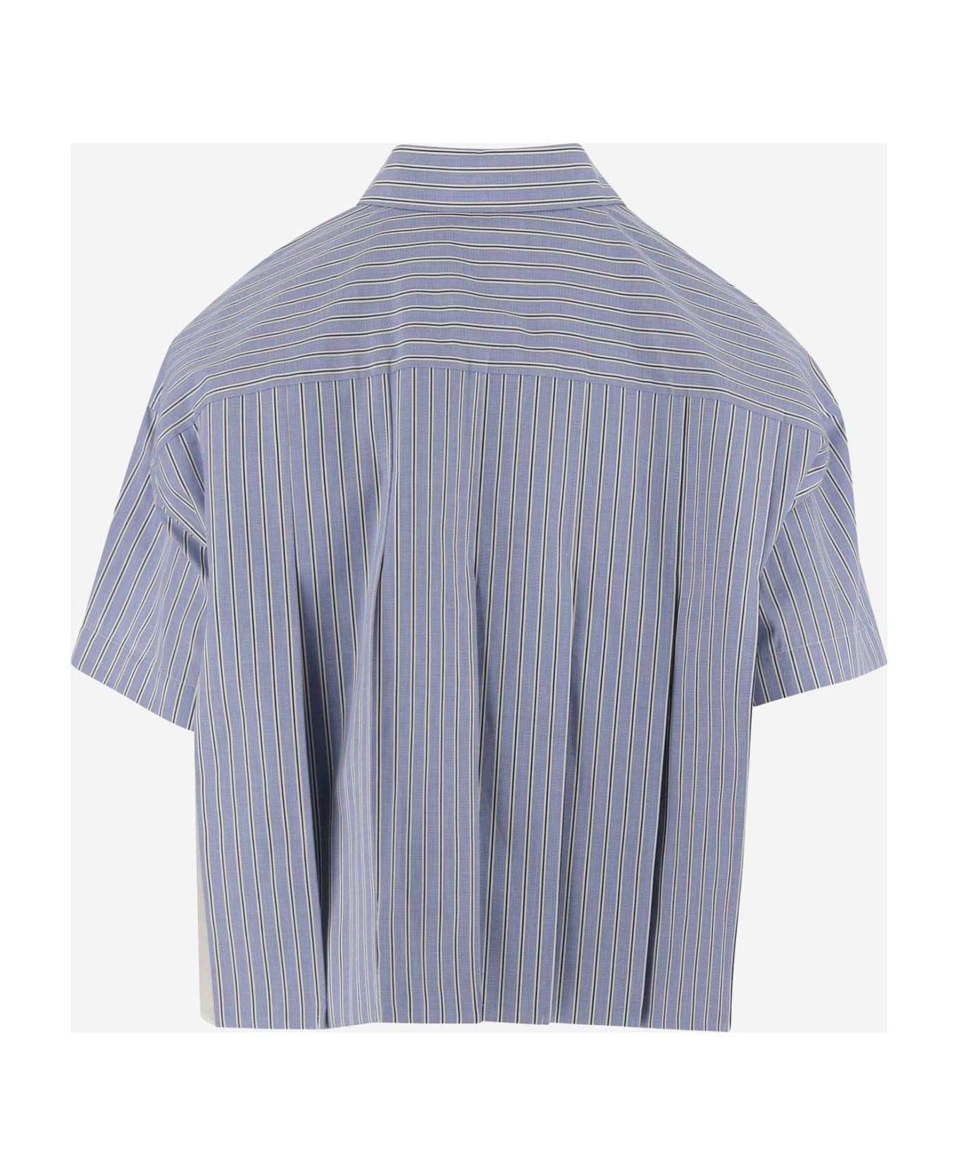 Sacai Cotton Shirt With Striped Pattern - Red