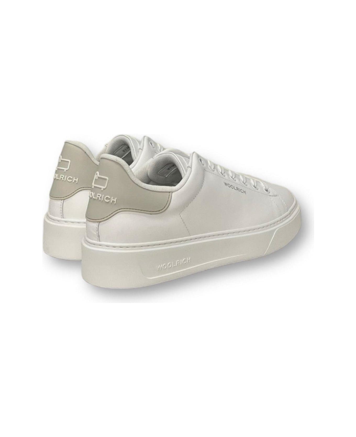 Woolrich Round Toe Lace-up Sneakers - WHITE