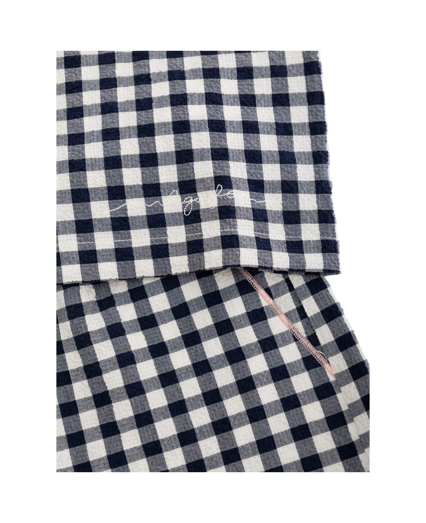 Il Gufo Blue Sleeveless Crewneck Set With All-over Check Motif In Cotton Stretch Girl - Blu