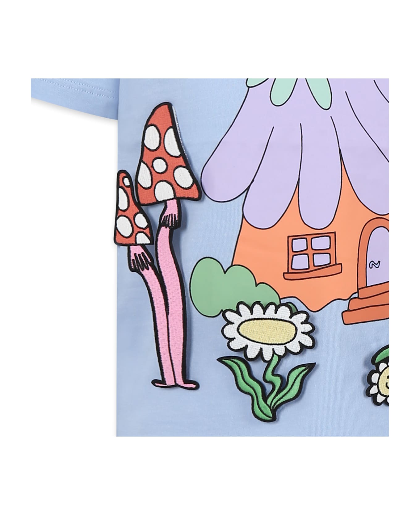 Stella McCartney Kids Light Blue T-shirt For Girl With House Print - Light Blue