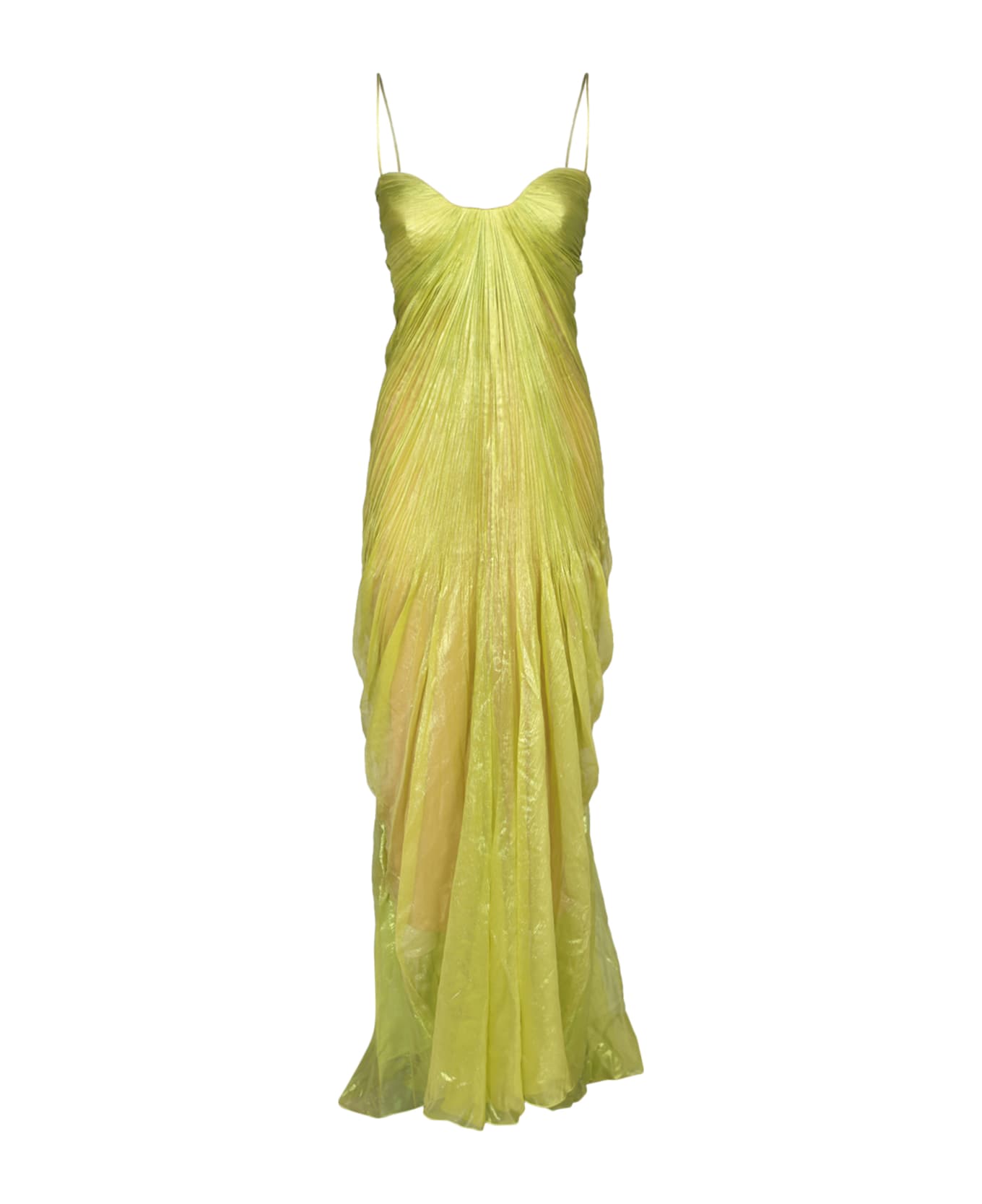 Maria Lucia Hohan Victoria Met Silk Mouss Lime Dress - Green ワンピース＆ドレス